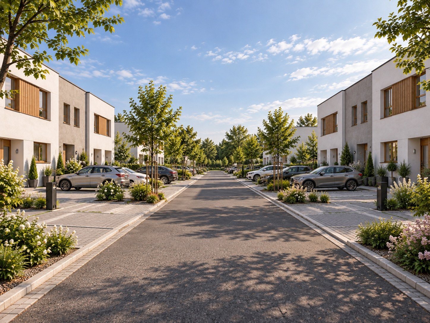 Vizualizace nové rezidenční čtvrti Svinov Garden se zahradami a moderní architekturou